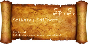 Szikszay Sándor névjegykártya
