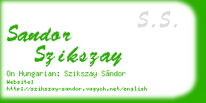 sandor szikszay business card